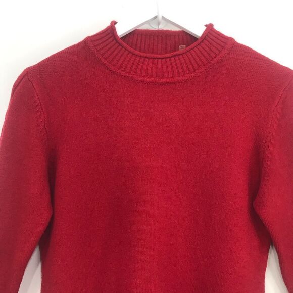 Patrizia Luca Milano Red Knit Mock Neck Curve Hem Pullover Tunic Sweater - Picture 2 of 16